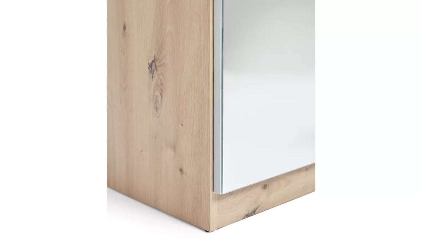 Assembled Habitat Munich 1 Door Mirror Wardrobe - Oak Effect